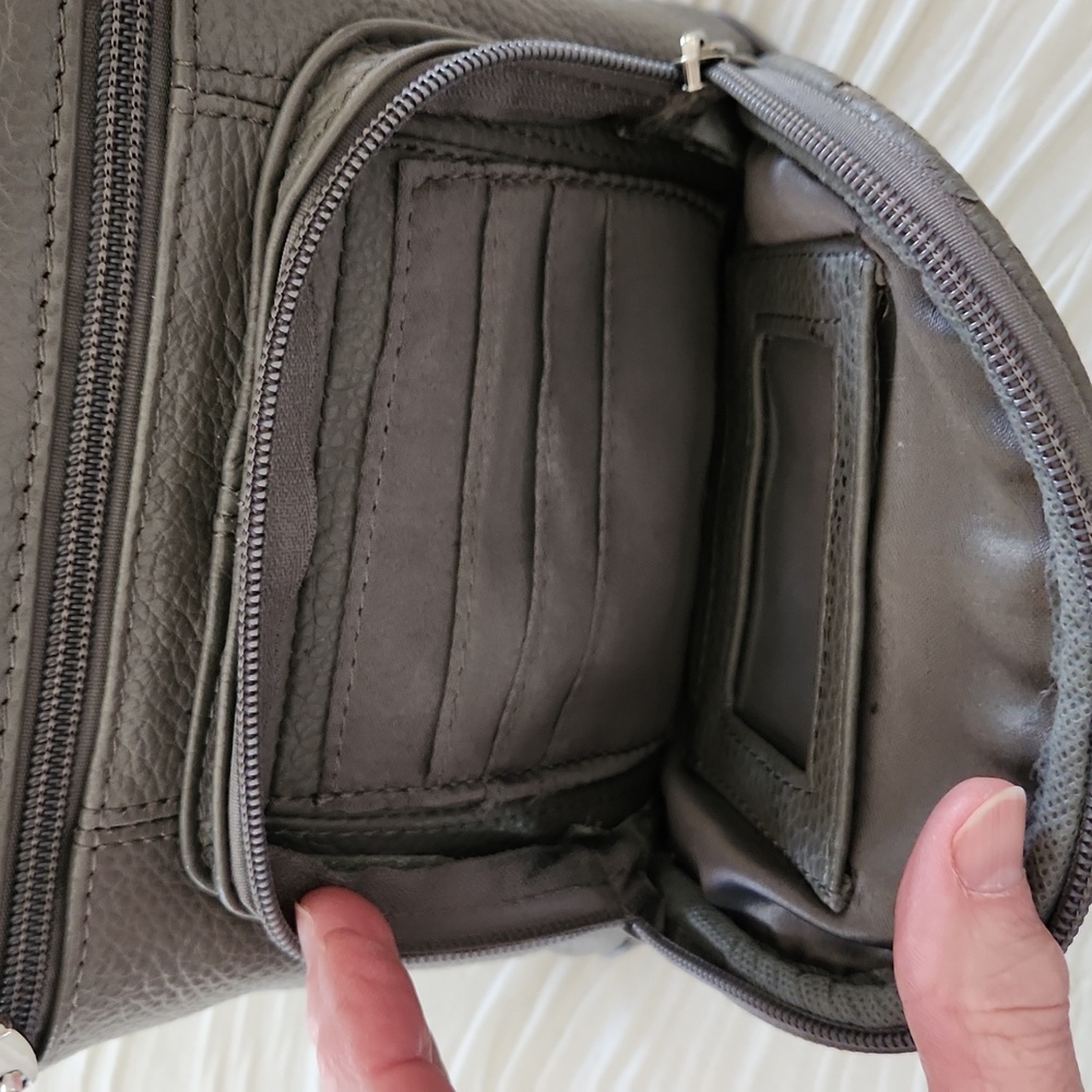 Gray Leather Crossbody Bag - Picture 7 of 9